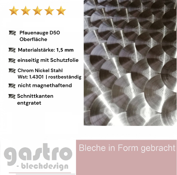 Edelstahlblech D50 marmoriert 1,5mm stark